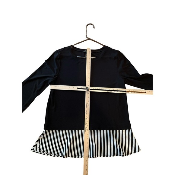 INC Blouse Top Women's Size L Black Long Sleeve Layered-Look Polyester Stretch - Picture 4 of 5